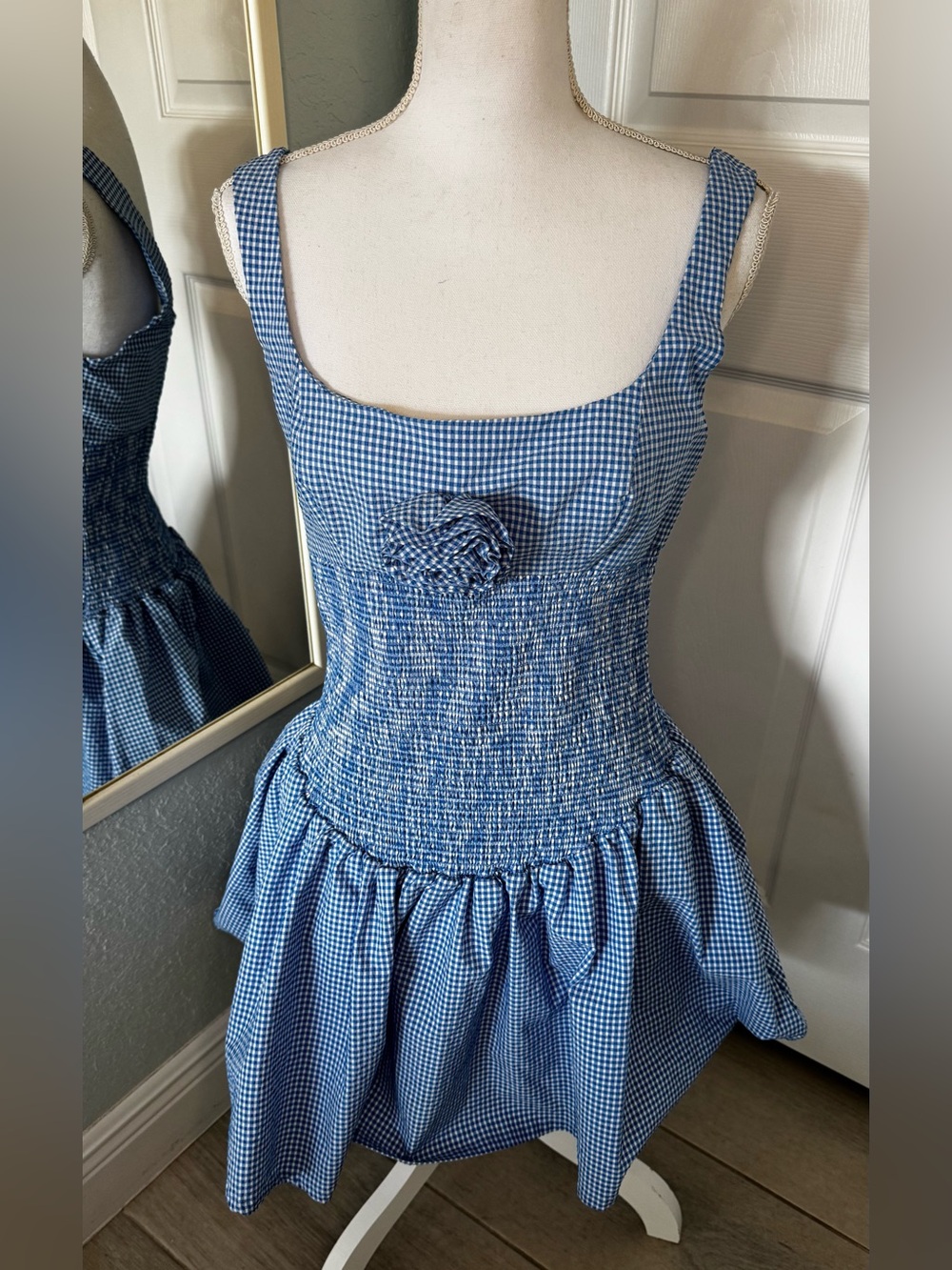 Anthropologie Maeve Smocked Rosette Drop-Waist Mini Dress – Size M